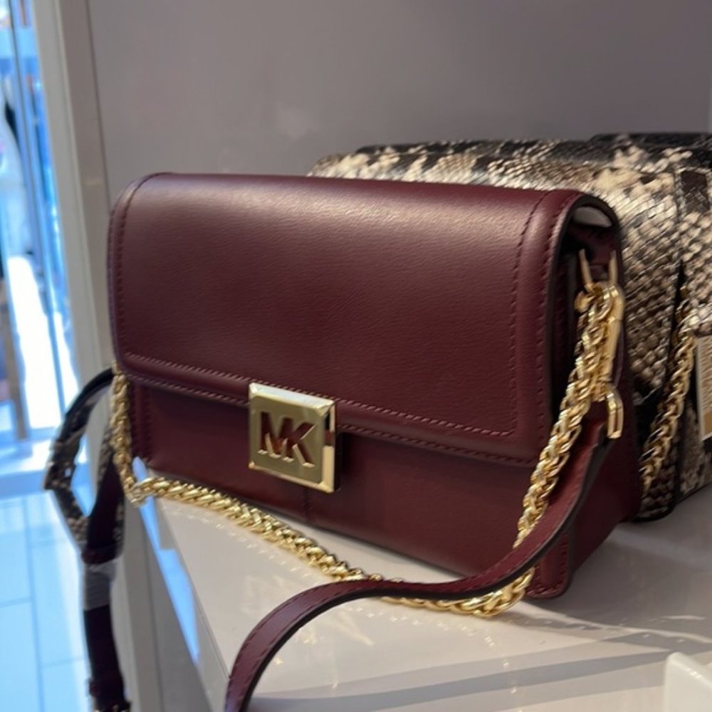 Michael Kors Sonia Medium Leather Shoulder Bag Merlot - Picture 10 of 16